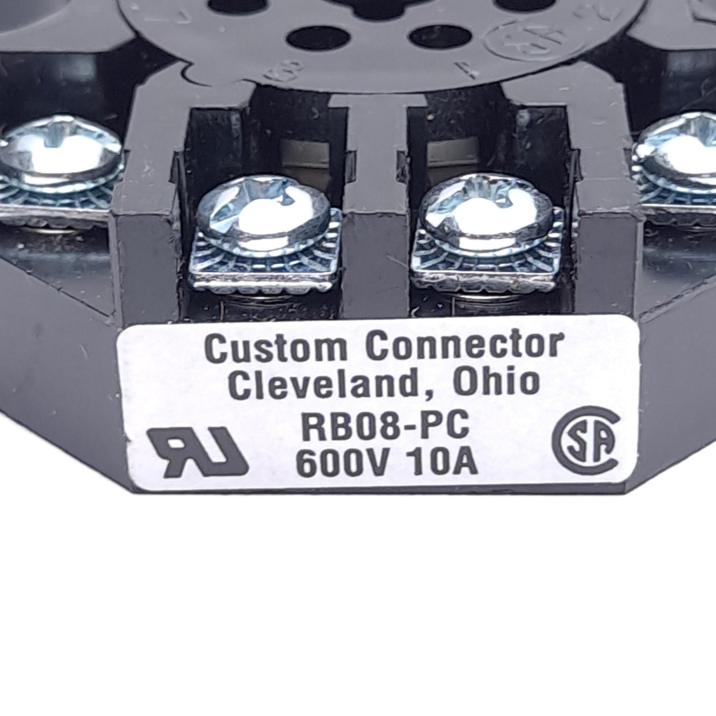 New – Open box Lot of 5 Custom Connector RB08-PC Relay Socket, 8-Pin Octal, DPDT, 600V 10A