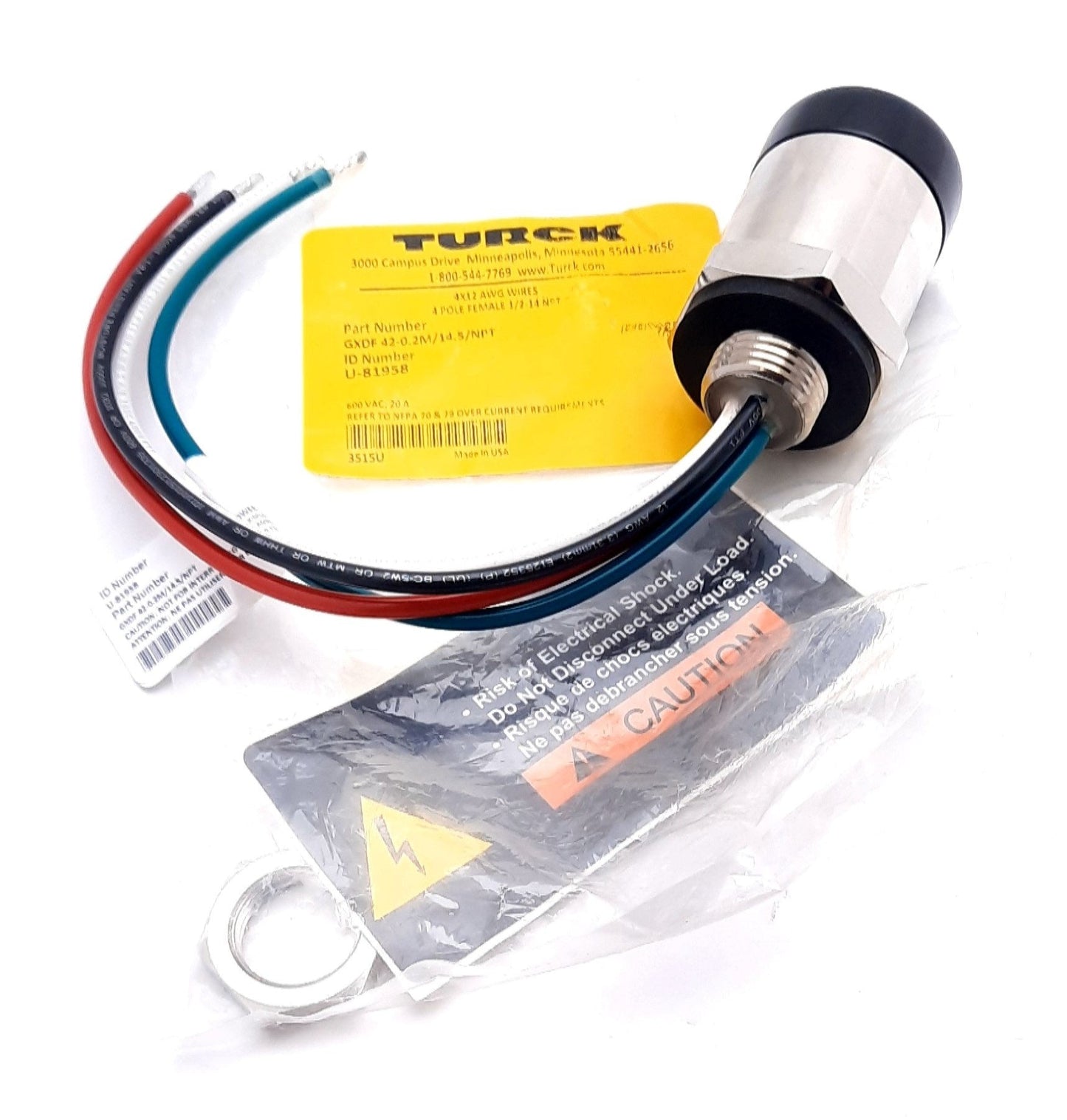 New Turck GXDF 42-0.2M/14.5/NPT PROFINET Panel-Mount Receptacle Bulkhead Connector