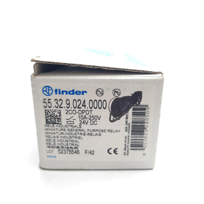 New – Open box Lot of 2 Finder 55.32.9.024.0000 Relay, 10A 250VAC/30VDC, DPDT, 24 VDC Coil