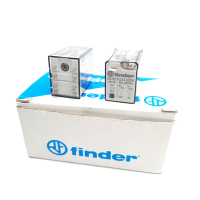 New – Open box Lot of 2 Finder 55.32.9.024.0000 Relay, 10A 250VAC/30VDC, DPDT, 24 VDC Coil