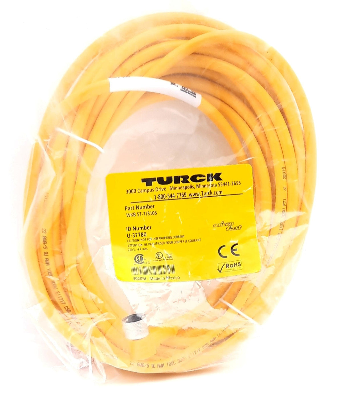 Turch Cabling Turck WKB 5T-7/S105 Single-Ended Mating Cable / Cordset 250VAC 4A 5 Pi ...