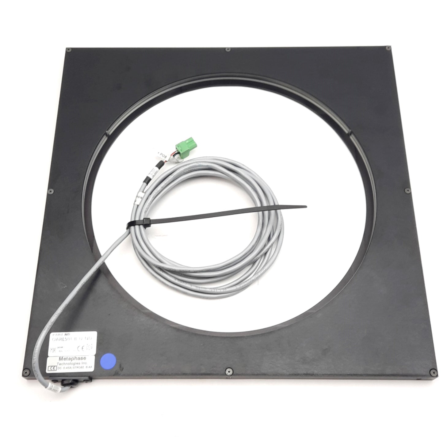 Used Metaphase OARL501-B-U-ND Off-Axis Blue Ring Light ø10in ID, 13x13in Frame, 24VDC