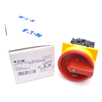 New Eaton T0-2-1/EA/SVB Main Switch, 3-Pole, 690VAC 20A, Red Rotary Handle