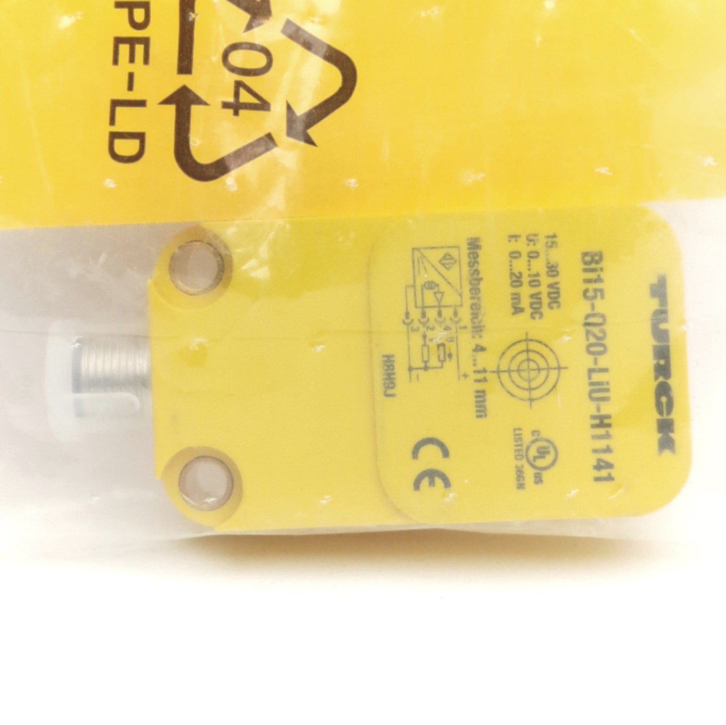 New Turck Bi15-Q20-LiU-H1141 Inductive Sensor, 4-11mm Range, 10V/20mA Output, 24VDC