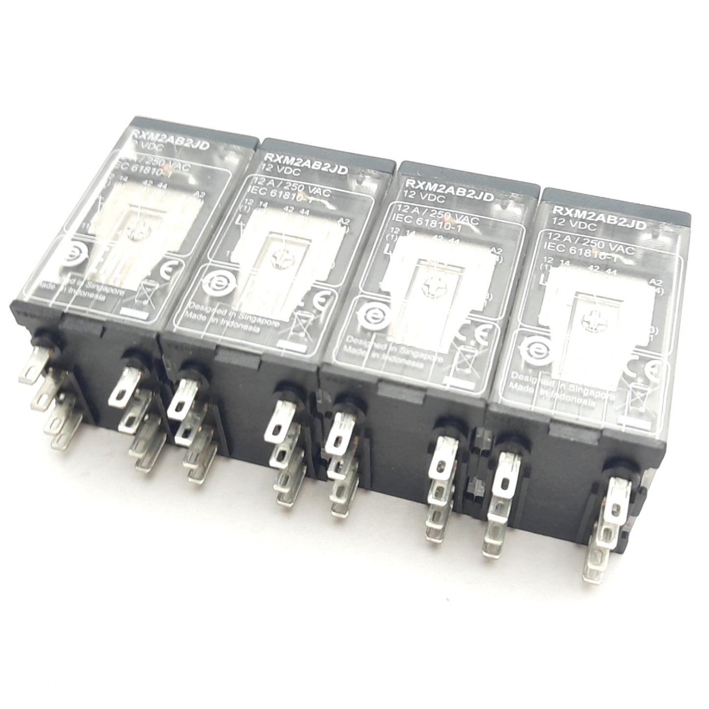 New – Open box Lot of 4 Schneider Electric RXM2AB2JD Electromechanical Relays, 12A, 12VDC Coil
