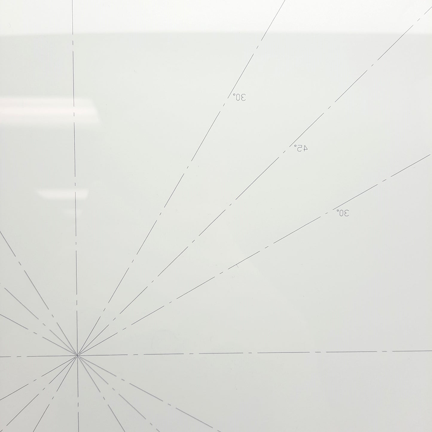 Used Optical Comparator Glass Face Plate, 20-1/8in Diameter, 30°/45° Radial Scale