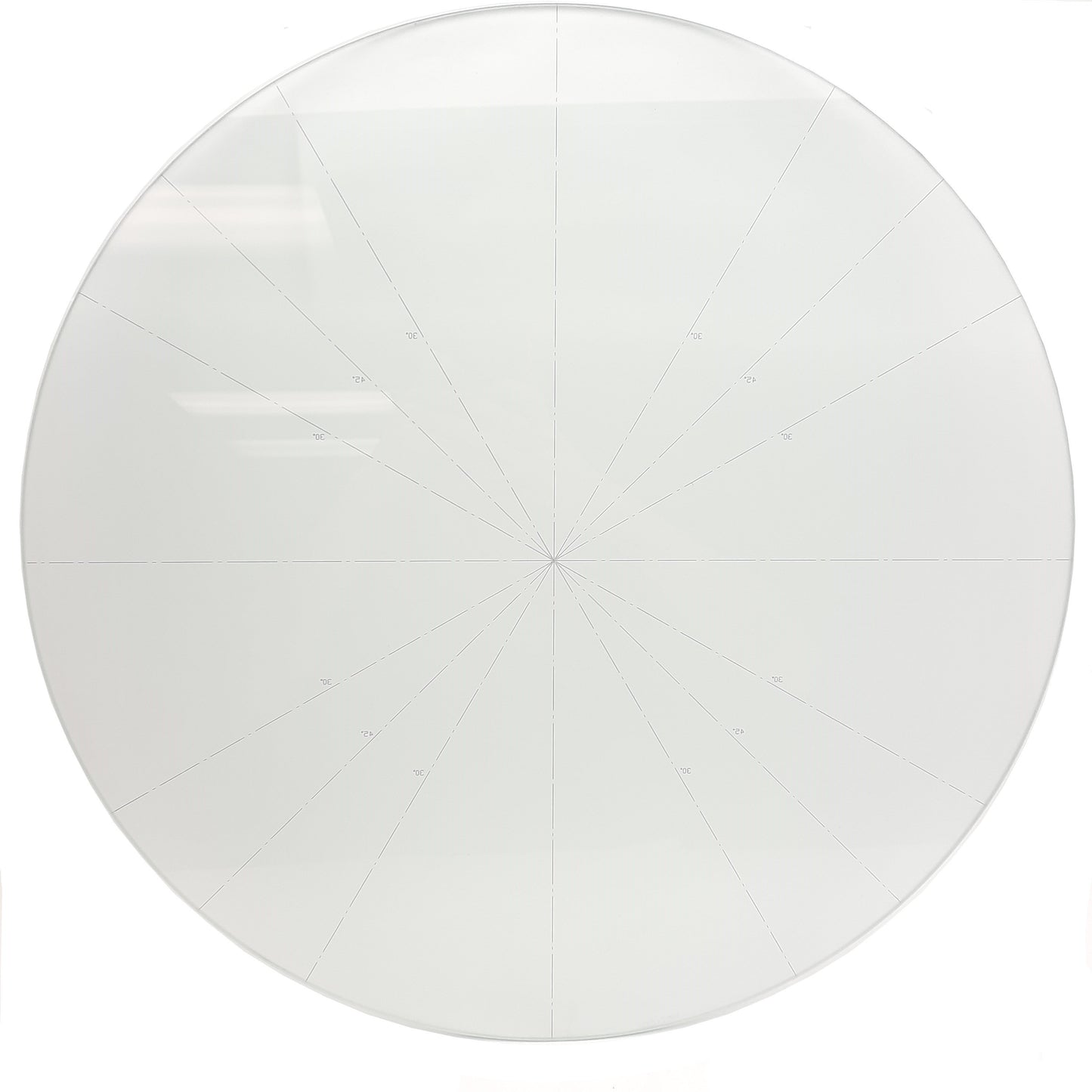 Used Optical Comparator Glass Face Plate, 20-1/8in Diameter, 30°/45° Radial Scale