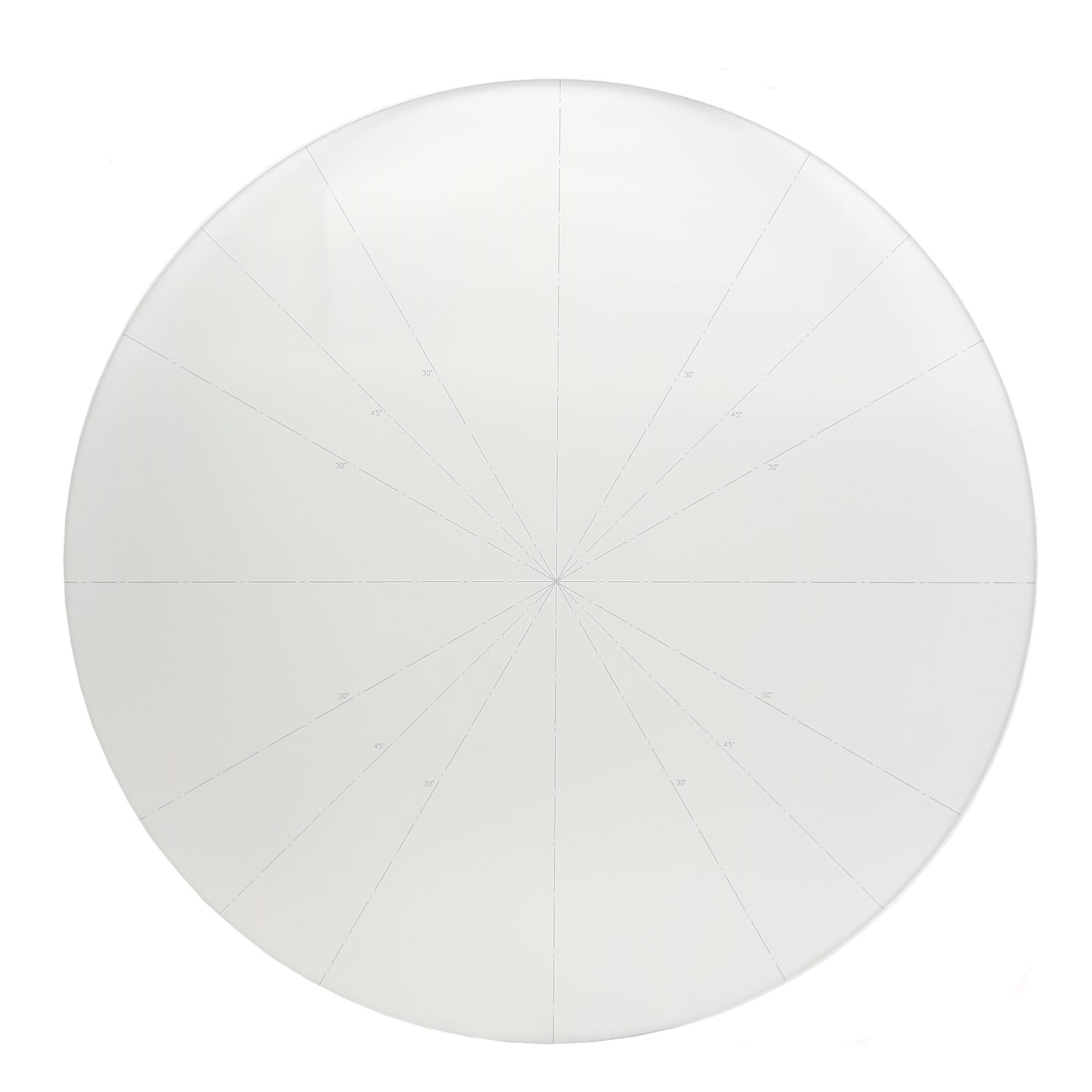 Used Optical Comparator Glass Face Plate, 20-1/8in Diameter, 30°/45° Radial Scale
