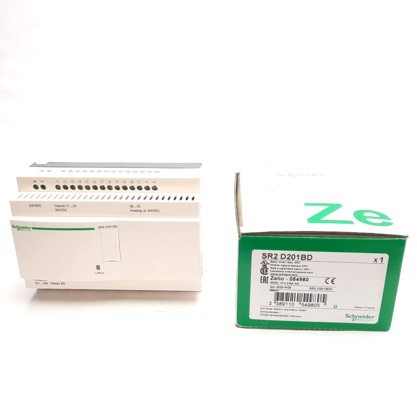 New Schneider Electric SR2 D201BD Compact Smart Relay, 20 I/O, 12x Input, 8x Output
