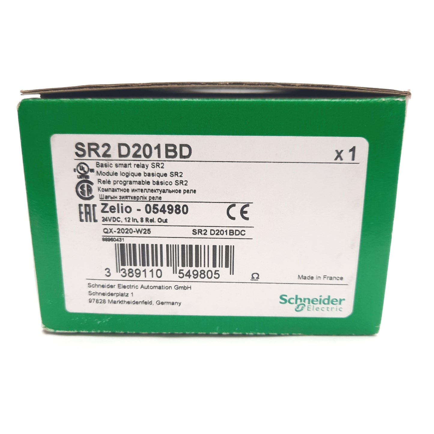New Schneider Electric SR2 D201BD Compact Smart Relay, 20 I/O, 12x Input, 8x Output