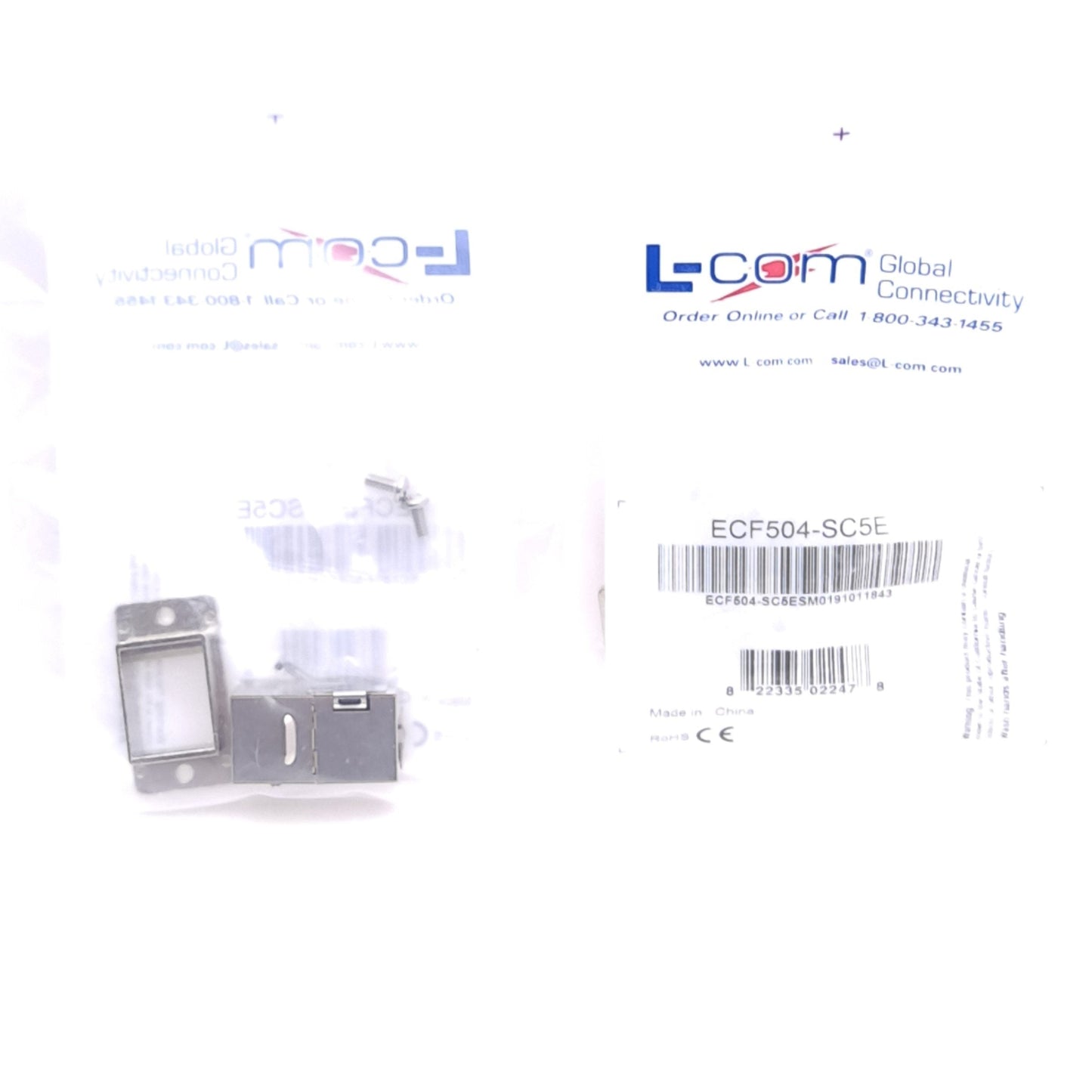 New Lot of 2 L-com ECF504-SC5E Cat5e RJ45 Coupler, Panel Mount, RJ45 Female