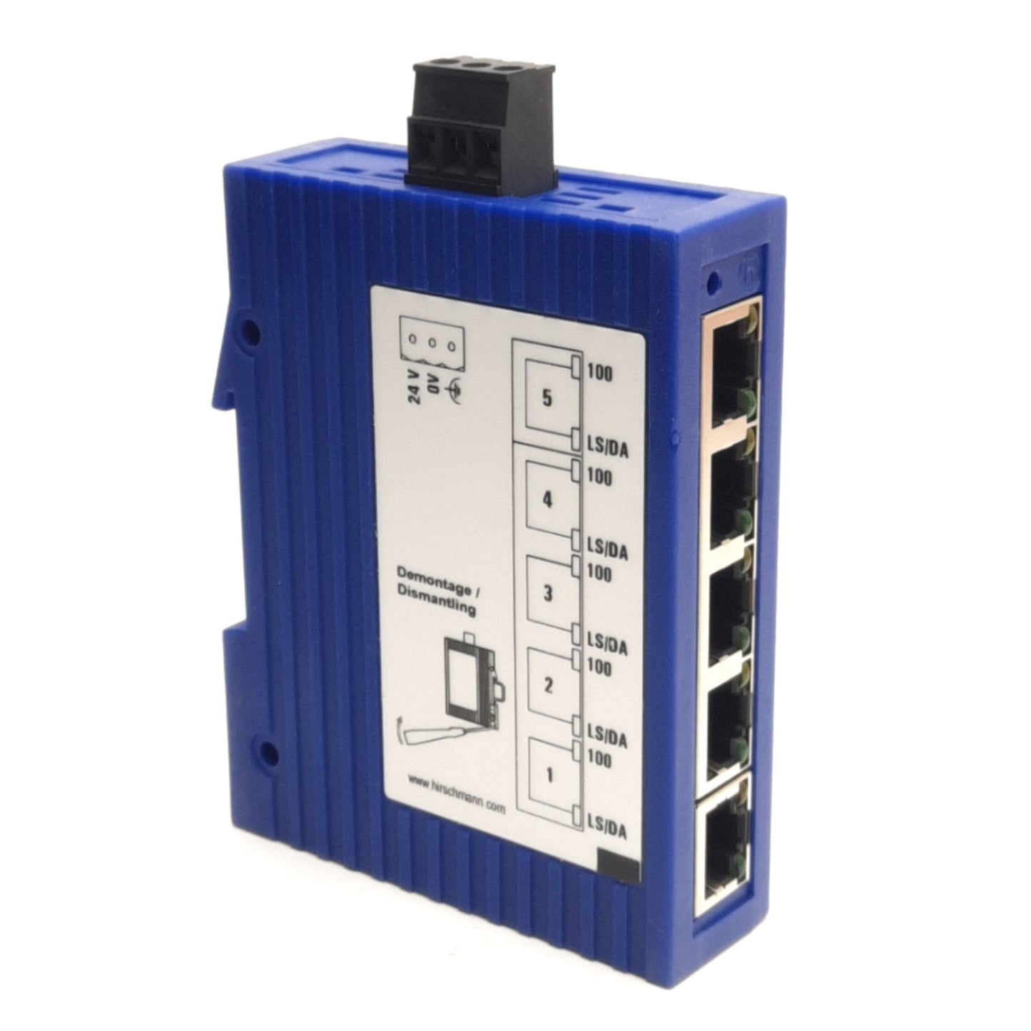 New Hirschmann 943-824-002 Spider 5TX Ethernet Rail Switch, 5-Port, 24V DC