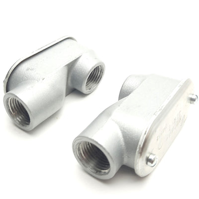 New – Open box Lot of 2 Killark SLB-1 LB Hub Aluminum Service Conduit Body, 1/2", 3x3x2 in