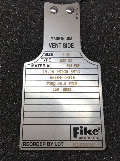 New Fike HOV BT Pressure Relief Rupture Disc Bolted Type 2" 19.08 PSIG @ 55°C