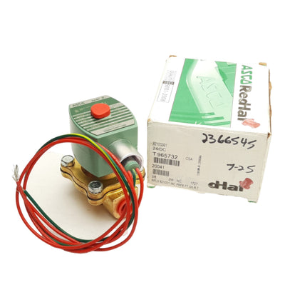 New Asco Red Hat II 8210G001 Brass Solenoid Valve, 2-Way NC, 3/8" NPT, 110/120VAC