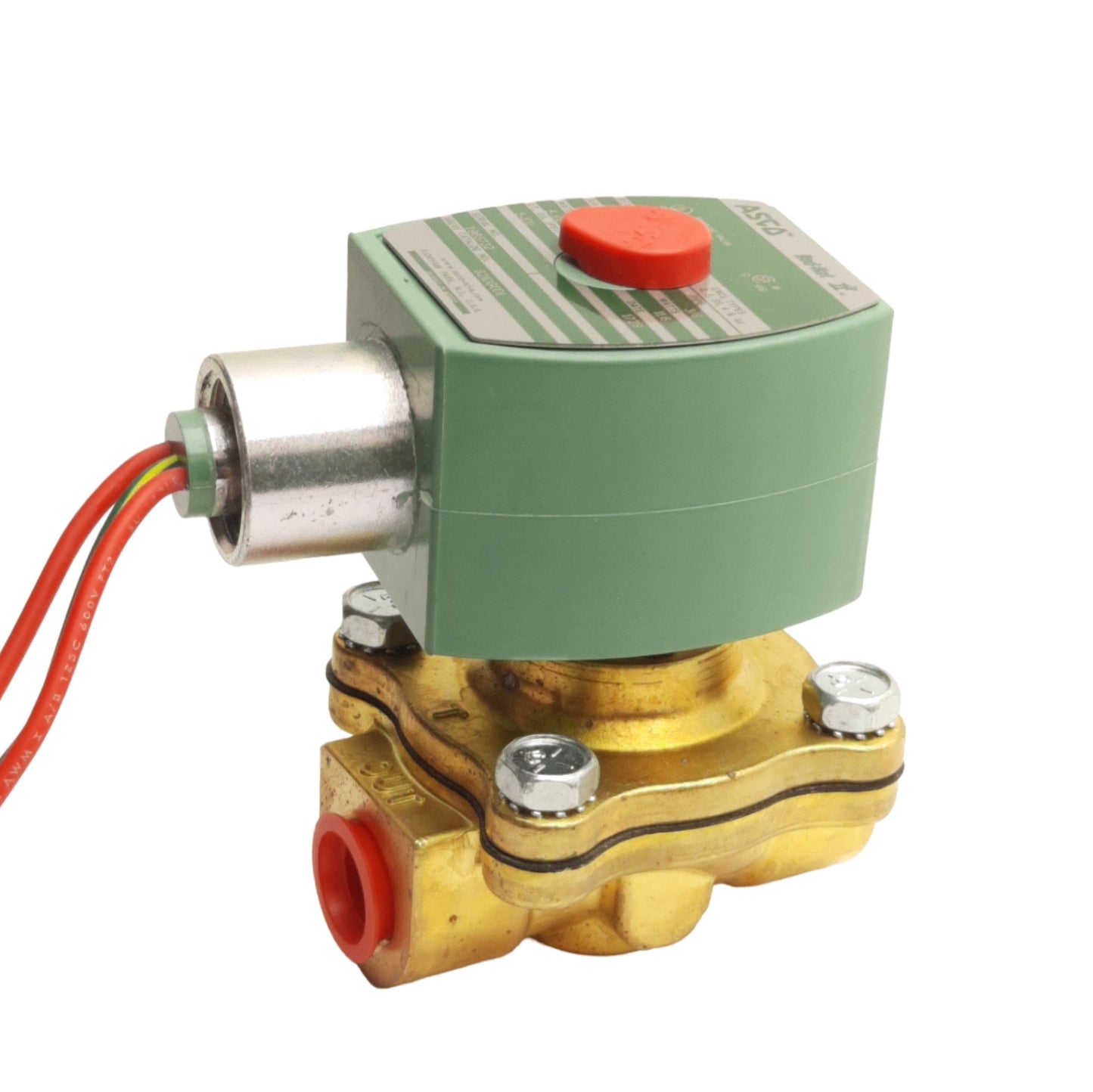 New Asco Red Hat II 8210G001 Brass Solenoid Valve, 2-Way NC, 3/8" NPT, 110/120VAC