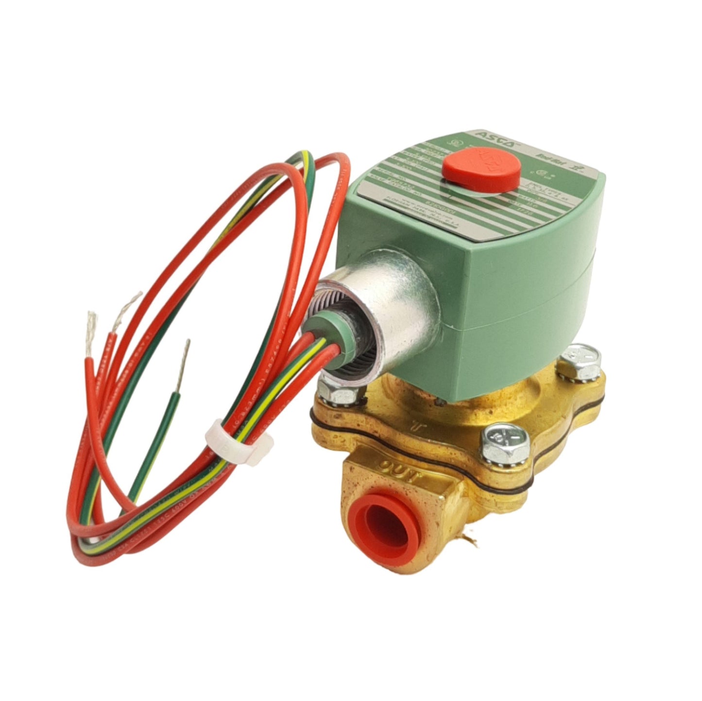 New Asco Red Hat II 8210G001 Brass Solenoid Valve, 2-Way NC, 3/8" NPT, 110/120VAC