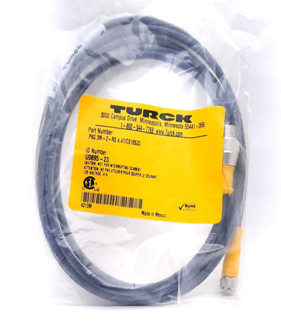 New Turck PKG 3M-2-RS 4.4T/CS10533 Actuator and Sensor Cordset 125VAC 4A 2m