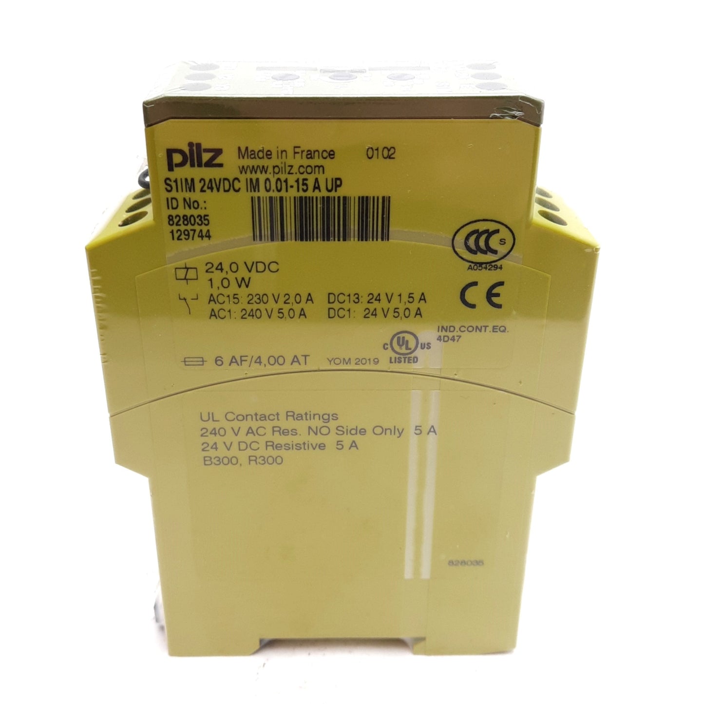 New Pilz 828035 Current Monitoring Relay, 1NO Contact, 0.01-15A, 24VDC, DIN Rail
