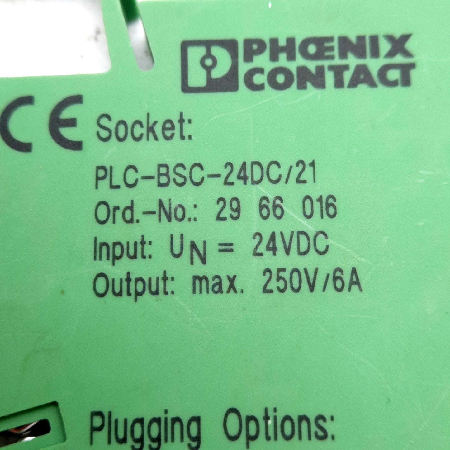 Used Lot of 5 Phoenix Contact 2966016 Relay Socket SPDT 250V 6A, 24VDC Coil, DIN Rail