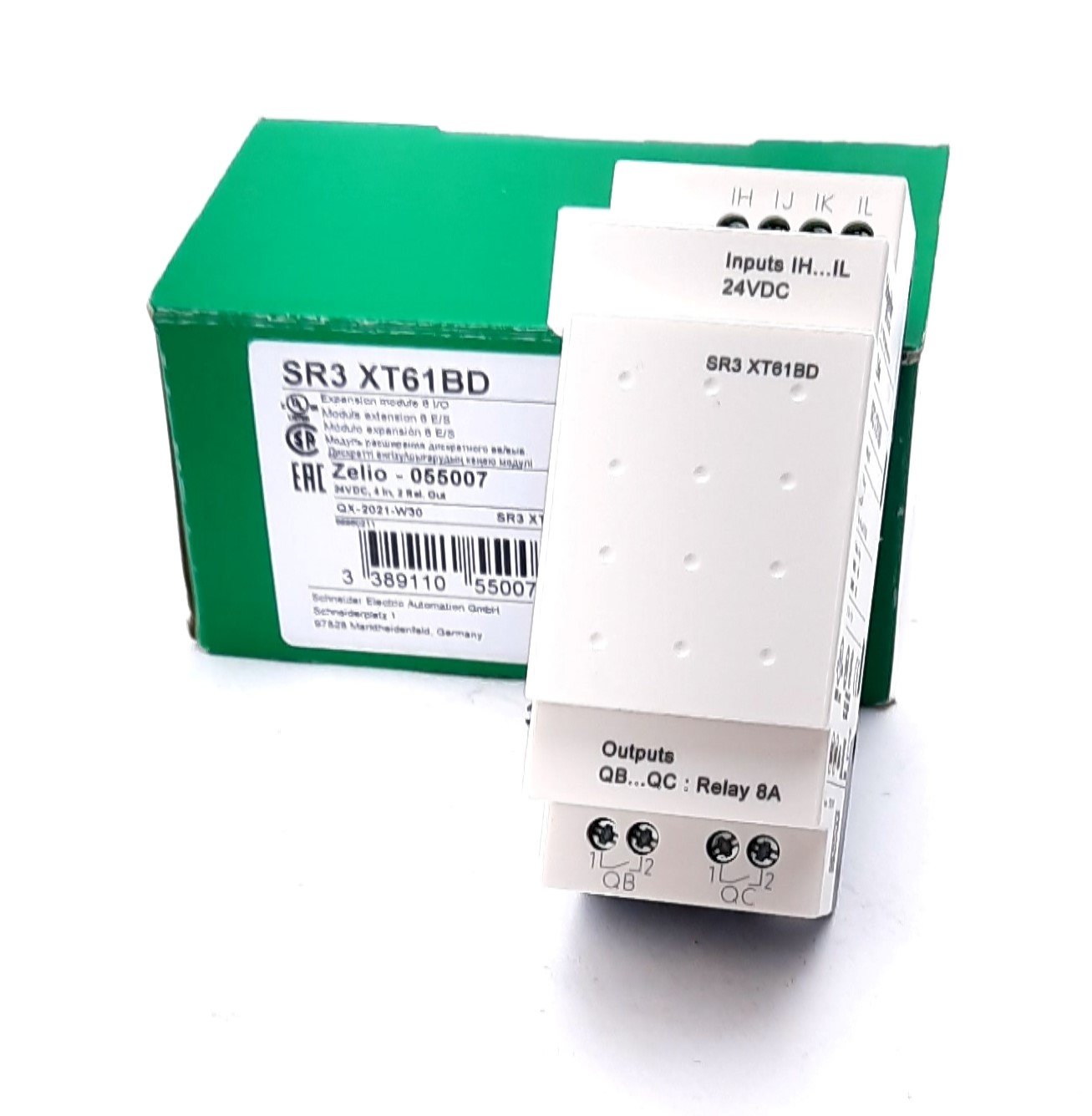 New Schneider Electric SR3 XT61BD Discrete IO Extension Module 24VDC, 4mA 240VAC 8A