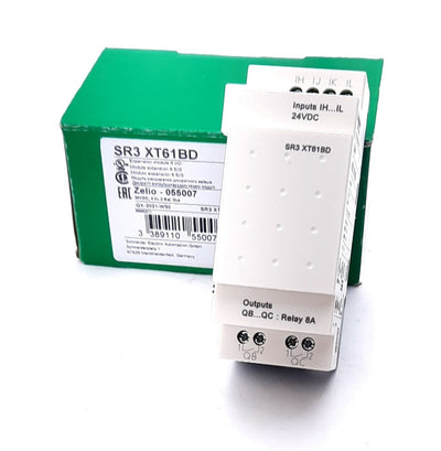 New Schneider Electric SR3 XT61BD Discrete IO Extension Module 24VDC, 4mA 240VAC 8A