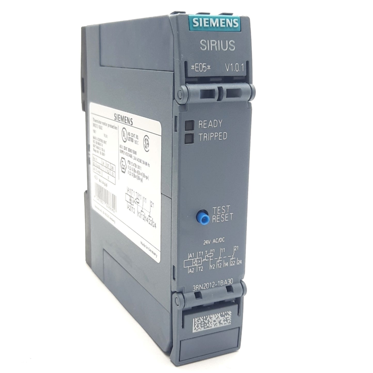 New Siemens 3RN2012-1BA30 Thermistor Motor Protection Relay, 2 CO, 24V AC/DC Coil