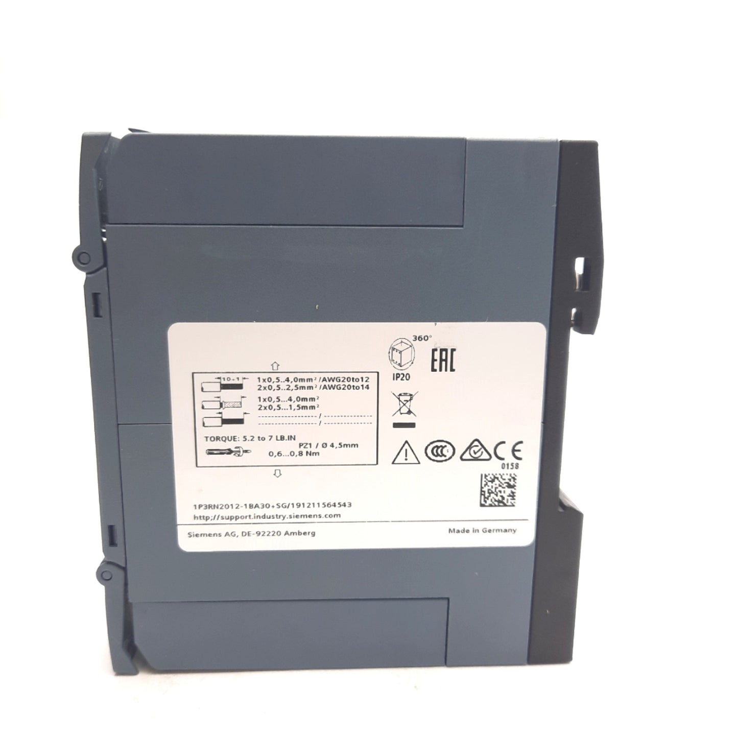 New Siemens 3RN2012-1BA30 Thermistor Motor Protection Relay, 2 CO, 24V AC/DC Coil