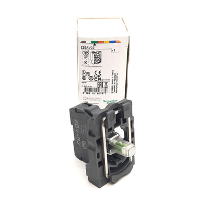 New Scheider Electric ZB5AVG3 Pushbutton Light Block & Base, Green, 110-120VAC, 22mm