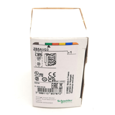 New Scheider Electric ZB5AVG3 Pushbutton Light Block & Base, Green, 110-120VAC, 22mm