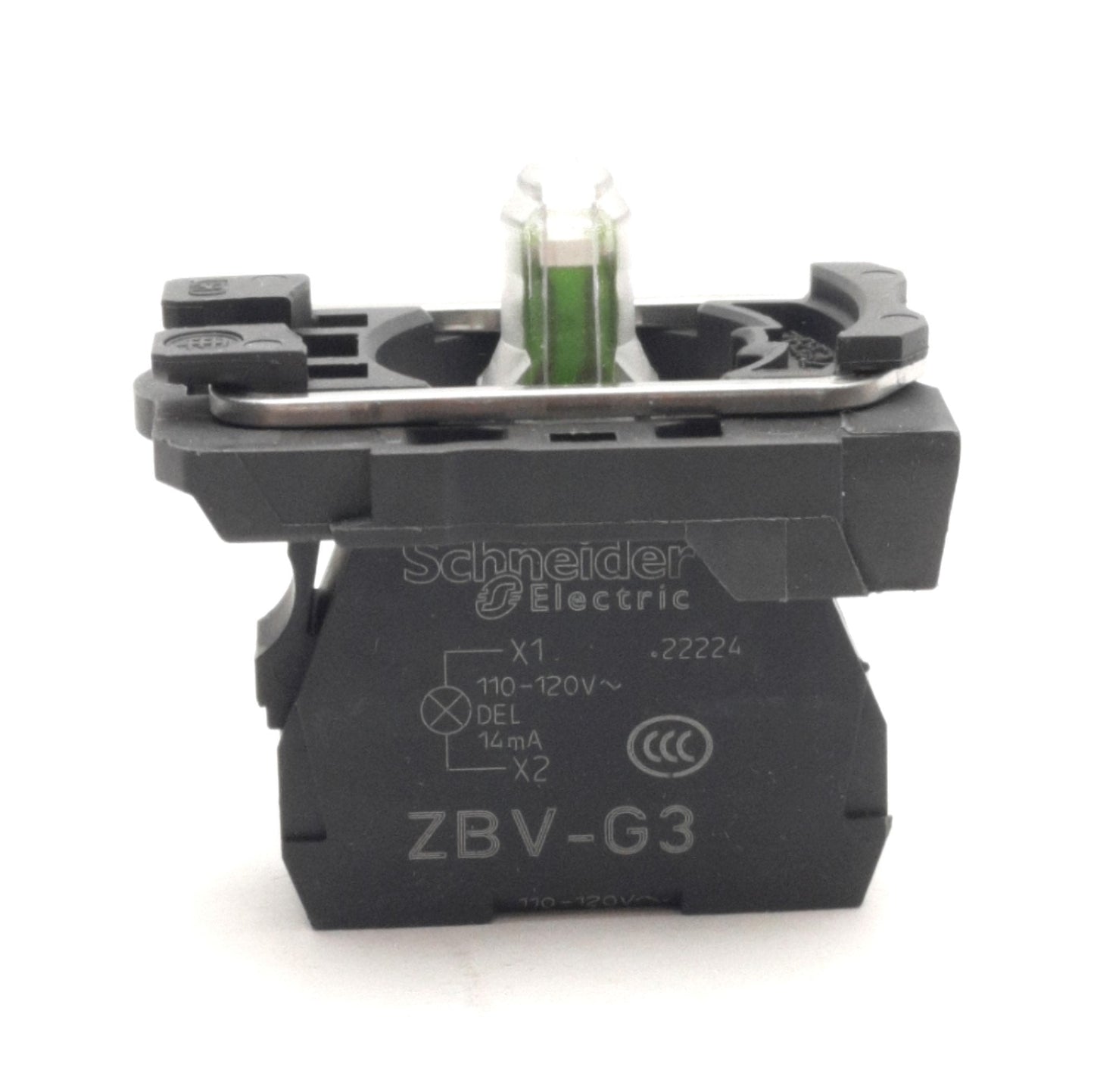 New Scheider Electric ZB5AVG3 Pushbutton Light Block & Base, Green, 110-120VAC, 22mm
