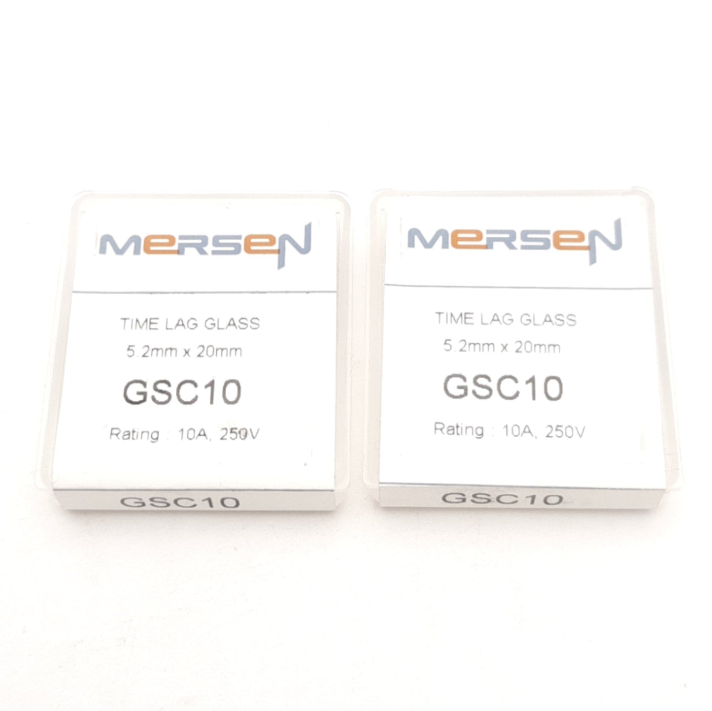 New Lot of 10 Mersen GSC10 Time Lag Glass Fuses, 10A 250VAC, 5.2mm x 20mm