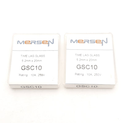 New Lot of 10 Mersen GSC10 Time Lag Glass Fuses, 10A 250VAC, 5.2mm x 20mm