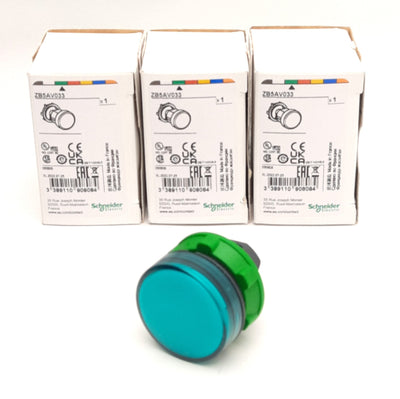 New Lot of 3 Schneider Electric ZB5AV033 Illuminated Pilot Light Head, 22mm, XB5