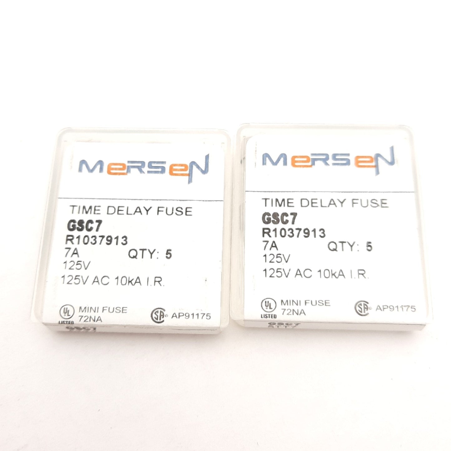 New Lot of 10 Mersen GSC7 Time Delay Fuses, 7A 125VAC, 5mm x 20mm