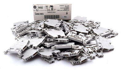 New Lot Of 50 Allen Bradley 1492-W3 Feed Through Terminal Block 20A 600V AC/DC 2.5mm
