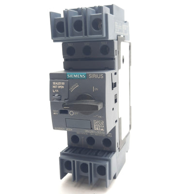 New – Open box Siemens 3RV2811-1ED10 Sirius Circuit Breaker, 3-Pole, 4A, 20-690V, DIN Rail