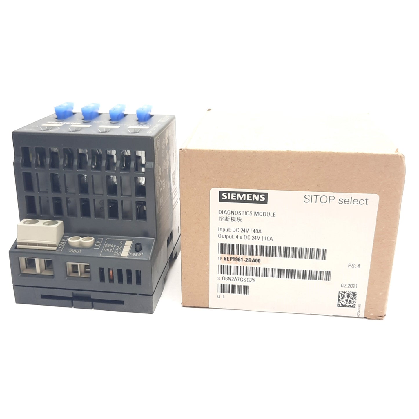 New Siemens 6EP1961-2BA00 SITOP Diagnosis Module, 4-Channel, 24VDC, DIN Rail