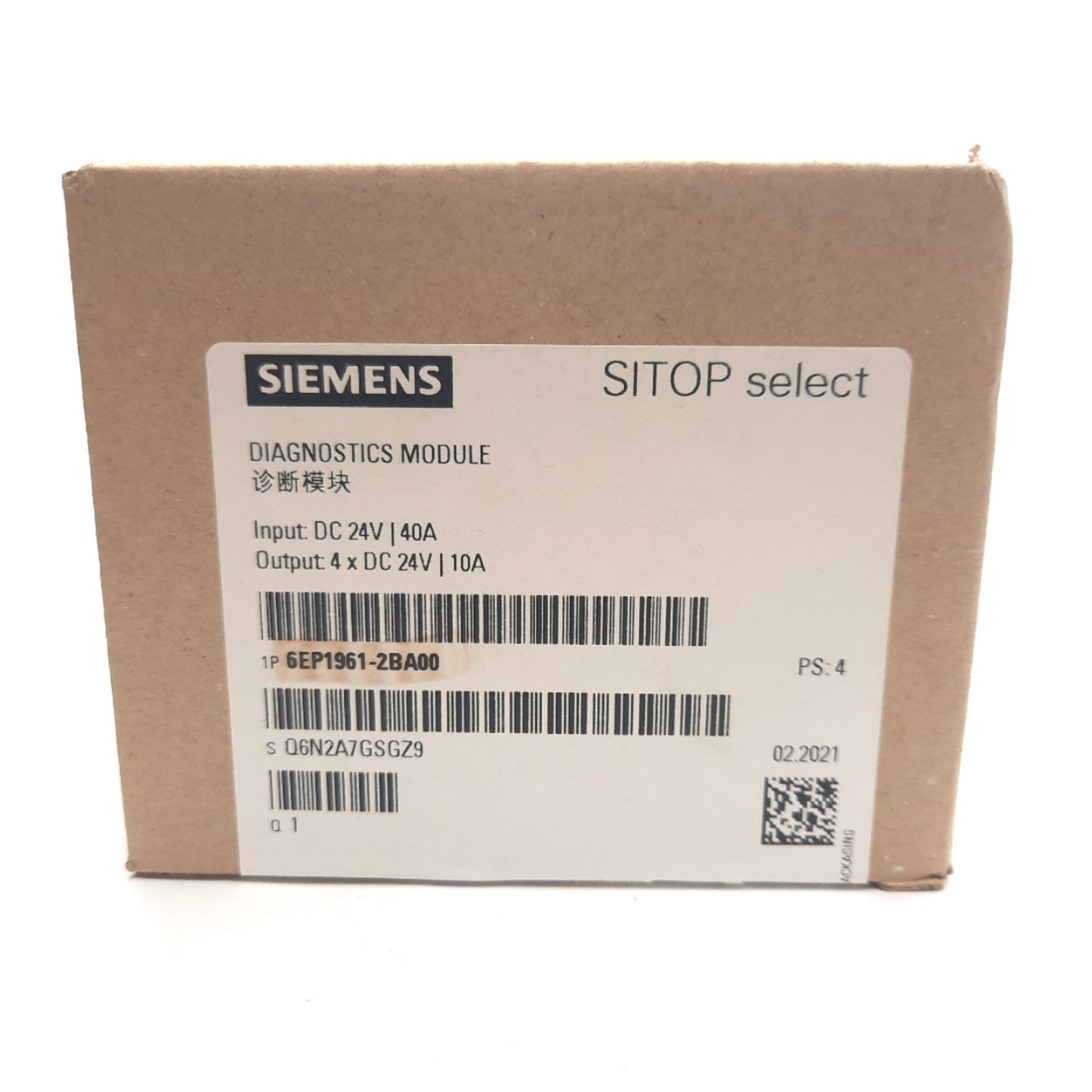 New Siemens 6EP1961-2BA00 SITOP Diagnosis Module, 4-Channel, 24VDC, DIN Rail