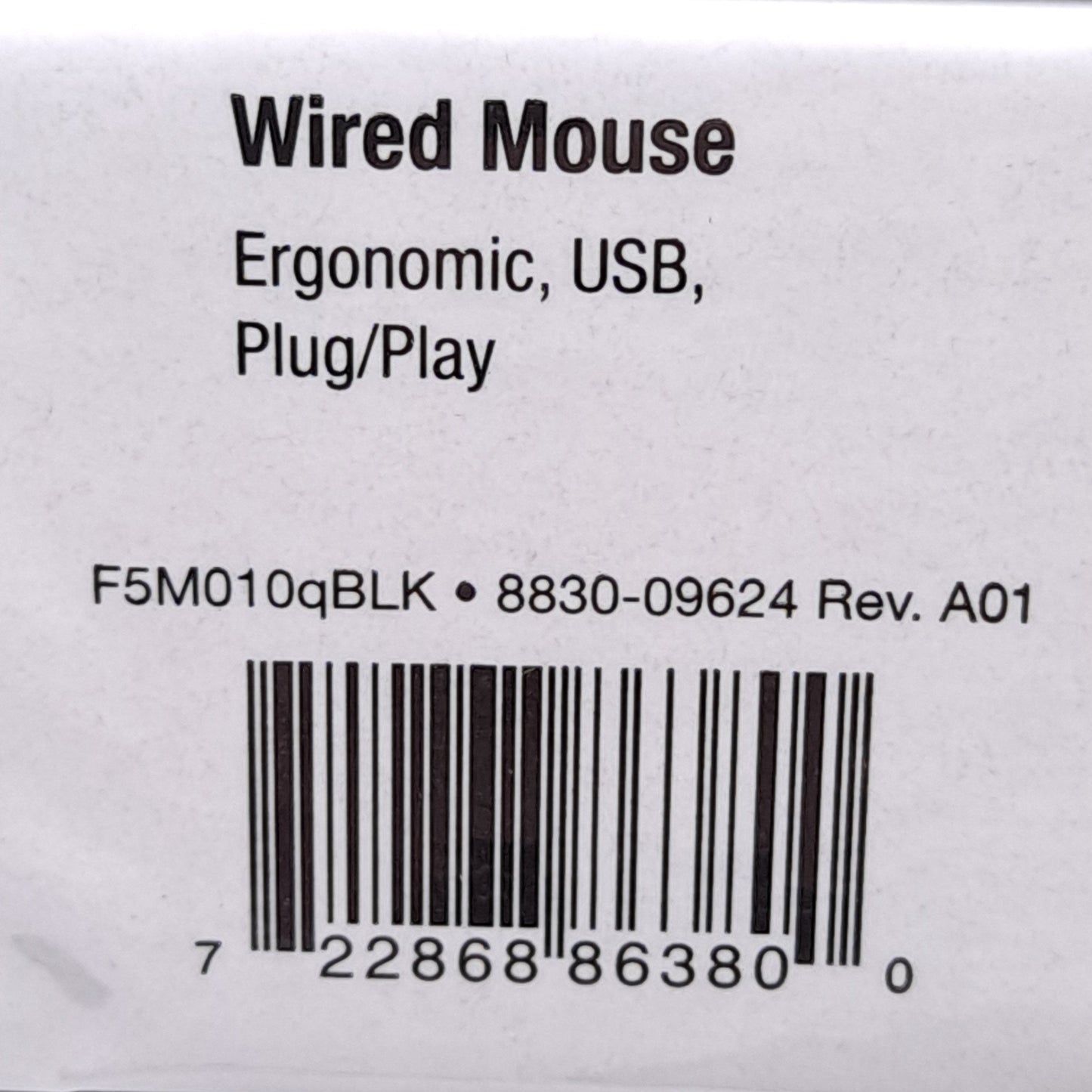 New Lot of 4 Belkin F5M010qBLK Wired Optical Mouse, USB-A, 3-Button, 1.5m Cable