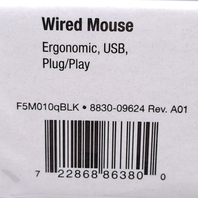 New Lot of 4 Belkin F5M010qBLK Wired Optical Mouse, USB-A, 3-Button, 1.5m Cable