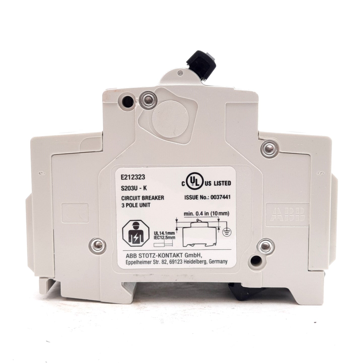 New ABB S203U-K50 Circuit Breaker, 3-Poles, K-Curve, 240VAC, 50A, DIN Rail