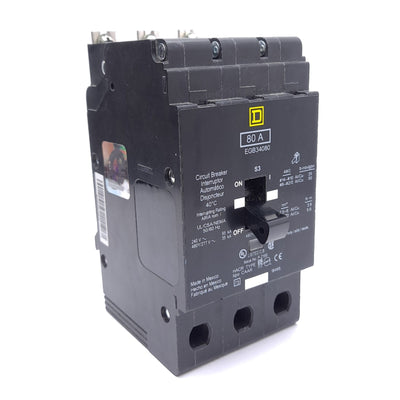 New Square D EGB34080 Circuit Breaker, 3-Pole, Bolt-On, 80A, 480Y/277VAC