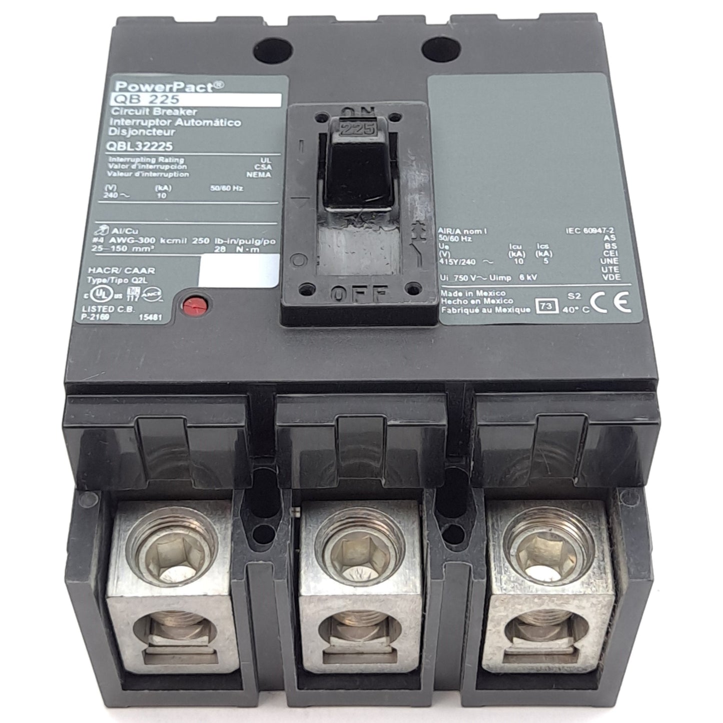 New Square D QBL32225 Circuit Breaker, 3-Pole, Unit Mount, 225A, 240VAC