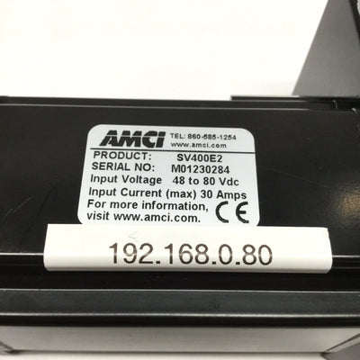 Used AMCI SV400E2 Ethernet Network Integrated Stepper Motor 48-80VDC 10A, 60mm Frame