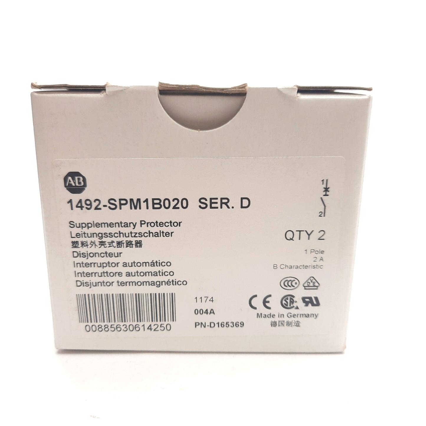 New Lot of 2 Allen Bradley 1492-SPM1B020 Supplementary Protectors, 277VAC/48VDC, 2A