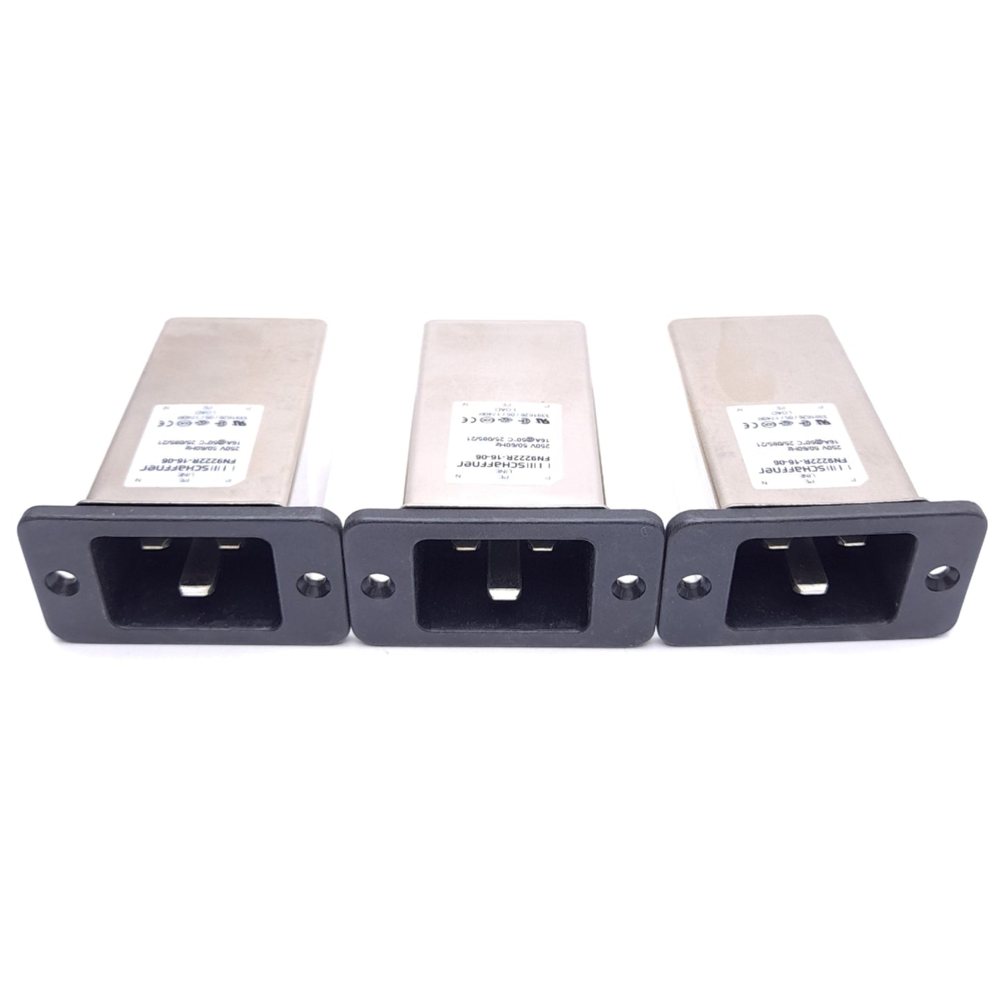 New – Open box Lot of 3 Schaffner FN9222R-16-06 IEC Inlet Filter, Panel Mount, 250VAC 16A