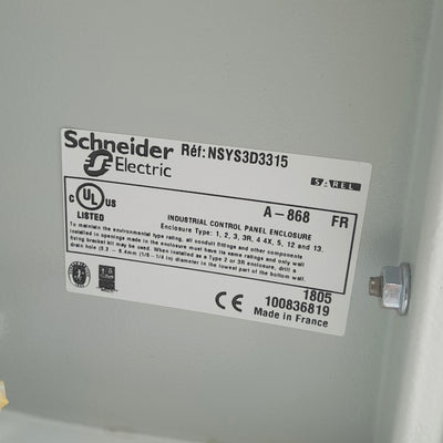 New Schneider Electric NSYS3D3315 Steel Enclosure, 300 x 300 x 150mm, Wall Mount