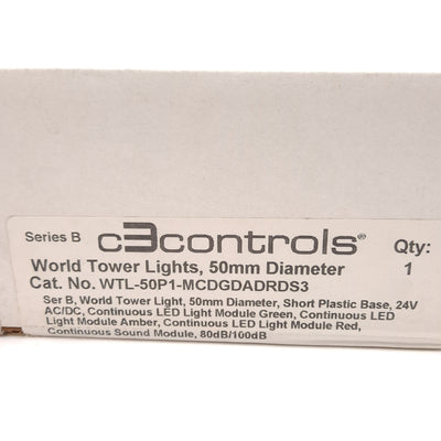 New C3 Controls WTL-50P1-MCDGDADRDS3 Tower Light ø50mm Green/Amber/Red LED 24VAC/DC