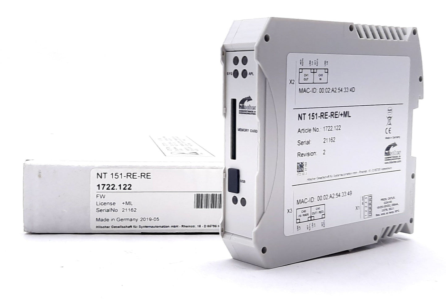 New Hilscher NT 151-RE-RE/+ML Ethernet Gateway Module 24VDC ± 6V 190mA 4.78W